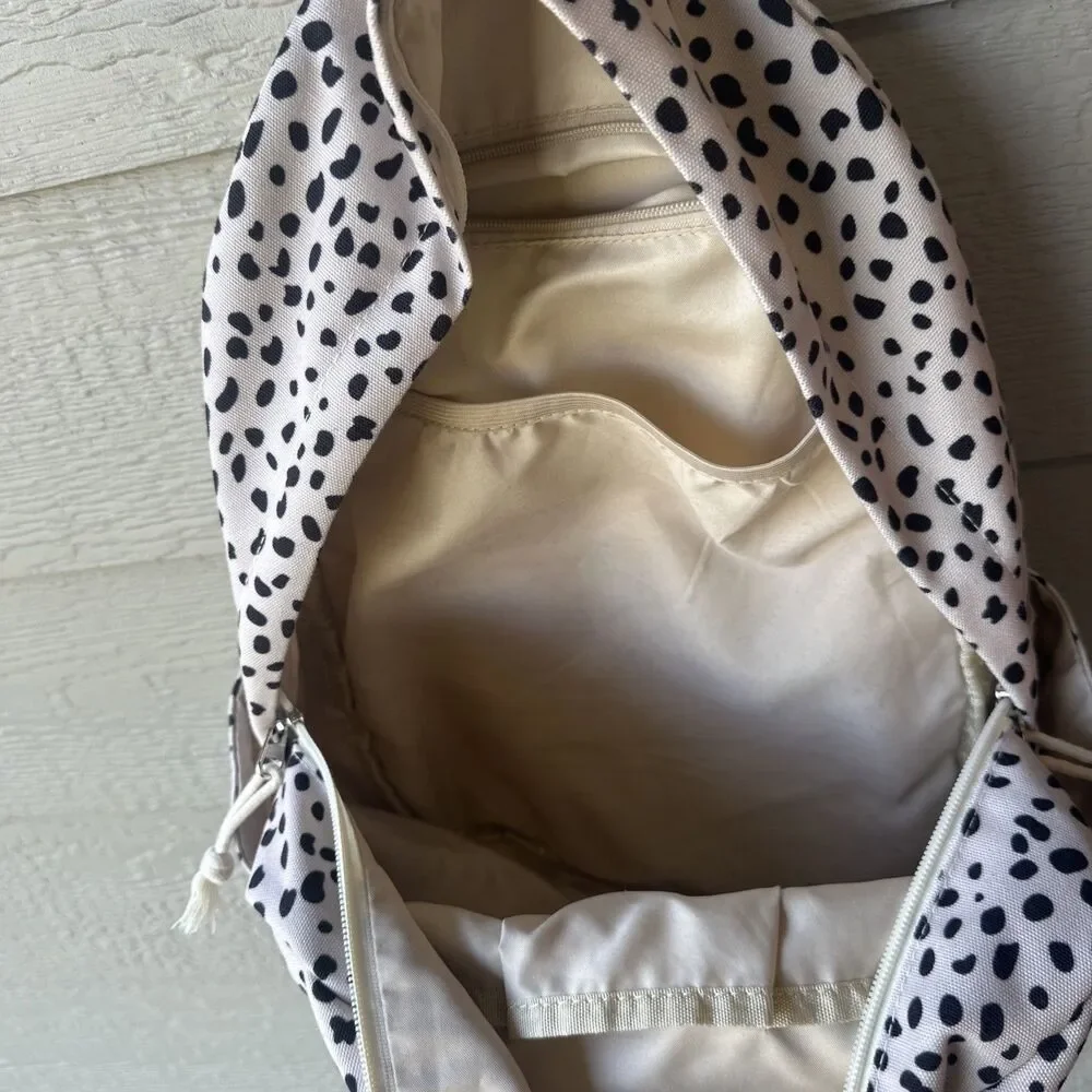 Snow Leopard Print Girl’s Women’s Beige Black Spots Animal Print School Backpack